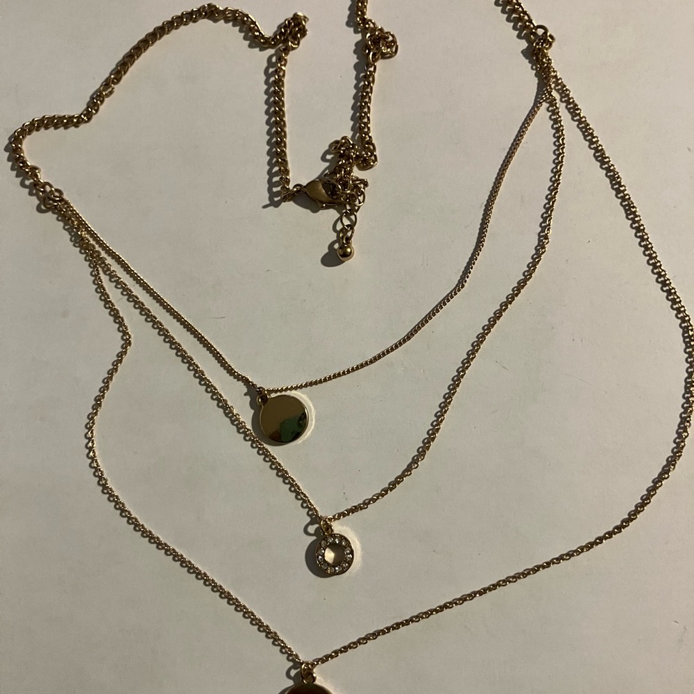 Triple Strand Goldtone Layered Necklace - Picture 5 of 6